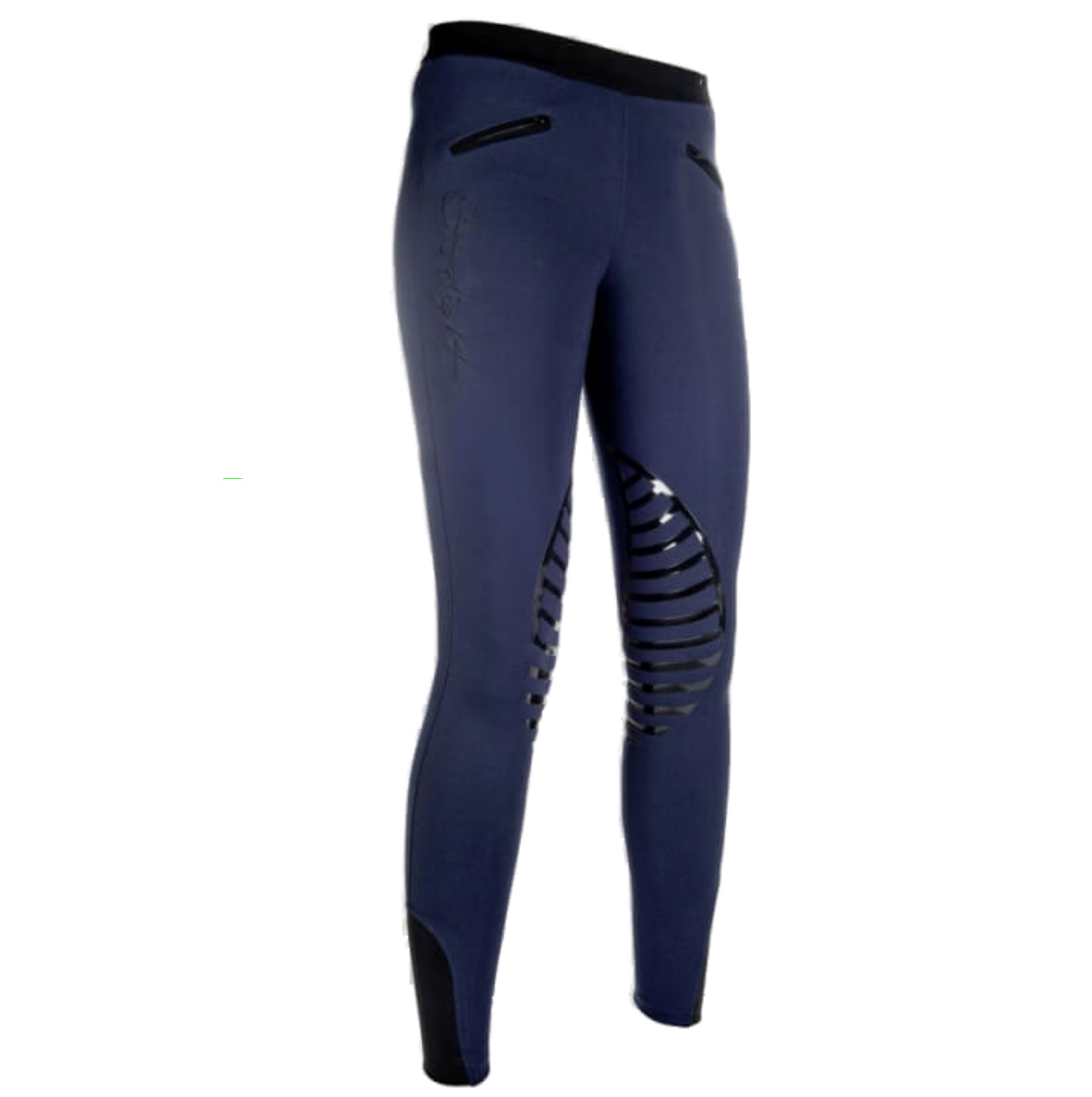 HKM Reitleggings Starlight, Silikon Kniebesatz, dunkelblau